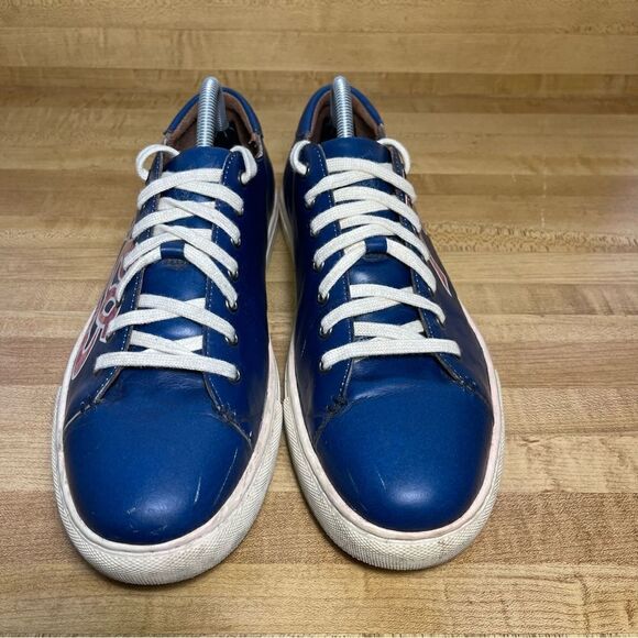 Polo Ralph Lauren Jermain Red Letter Leather Blue Shoes Men’s Size 10D Sneakers - Picture 3 of 7